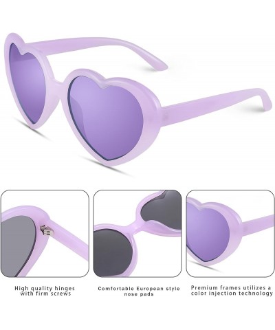 Heart Sunglasses for Women Polarized Lovely Style Shaped Red Fashion Retro Glasses A4 Purple/Purple Mirror $8.99 Heart