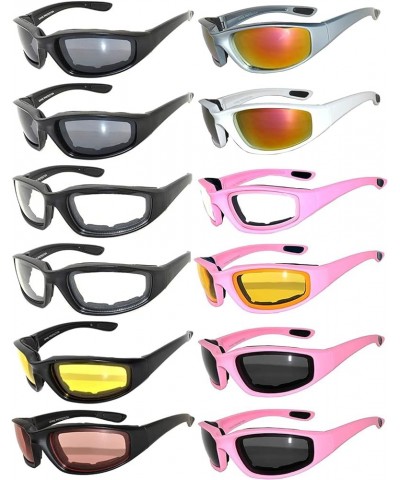 Wholesale of 12 Pairs Motorcycle Padded Foam Glasses Assorted Color Lens 1 Mix $21.41 Designer