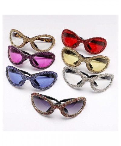 Oversized punk Diamond Sunglasses Women Men Bling Oval Y2K Sports Sun Glasses for Ladies 2000's Eyewear 2pcs-red&blue $10.18 ...