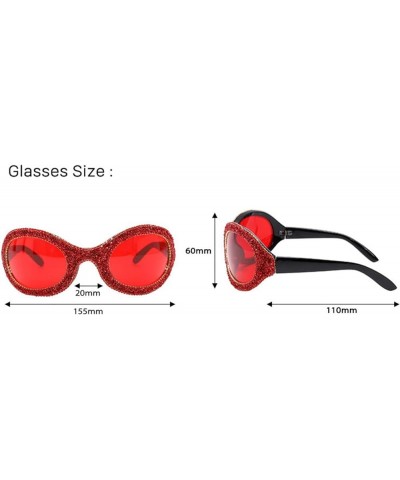 Oversized punk Diamond Sunglasses Women Men Bling Oval Y2K Sports Sun Glasses for Ladies 2000's Eyewear 2pcs-red&blue $10.18 ...