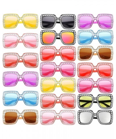 10/20 Pack Crystal Oversized Square Sunglasses Diamond Glitter Sunglasses Retro Sparkling Sunglasses Party Favors 20-mix $16....