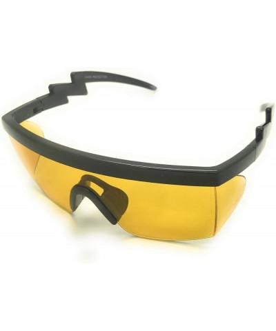 Retro Rainbow Mirrored Lens ZigZag Sunglasses Cheaper than Pit Vipers Goggle Style Black Yellow $7.20 Designer