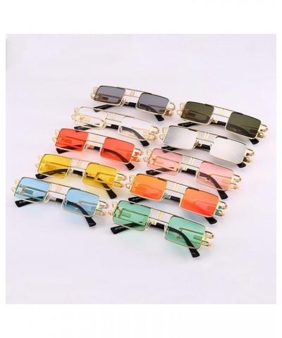 Retro Rectangle Steam Punk Sunglasses Men Women Small Square Sun Glasses Vintage Metal Frame Driving Eyewear White $10.01 Square