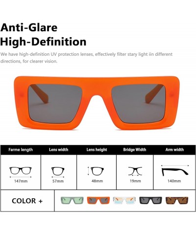 Rectangle Sunglasses for Women Men Trendy Retro Fashion UV 400 Protection Square Frame Sunglasses AM100 Orange/Grey $7.66 Square