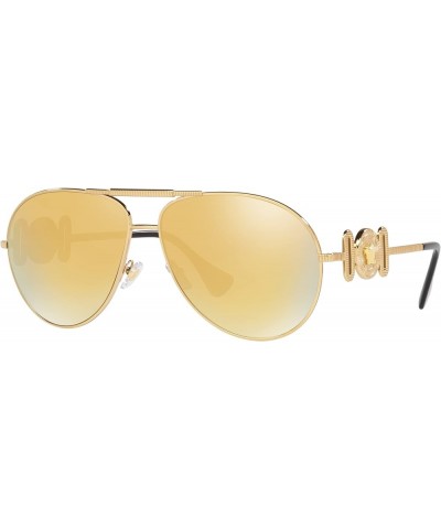 Unisex Sunglasses Gold Frame, Brown Mirror Gold Lenses, 65MM Gold $79.88 Designer