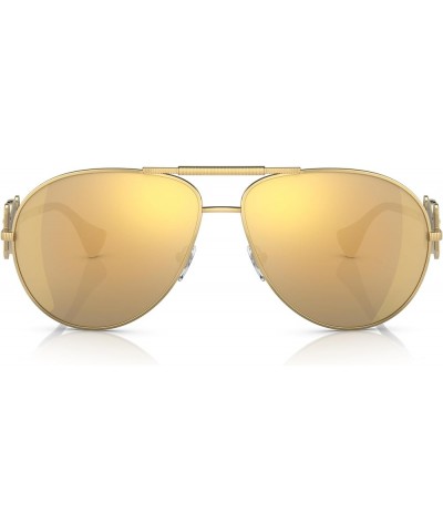 Unisex Sunglasses Gold Frame, Brown Mirror Gold Lenses, 65MM Gold $79.88 Designer