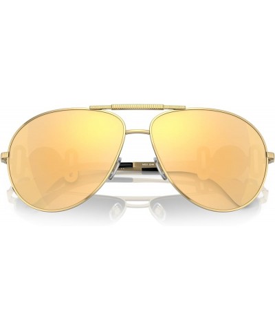 Unisex Sunglasses Gold Frame, Brown Mirror Gold Lenses, 65MM Gold $79.88 Designer