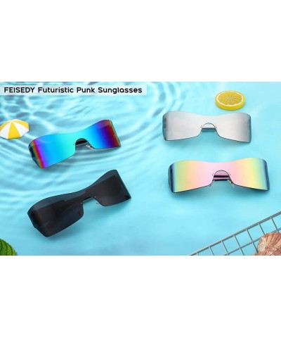 Fashion Rimless Futuristic Wrap Around Sunglasses Women Men punk Visor Sunglasses B2329 001 Black| Grey Lens $10.50 Rimless