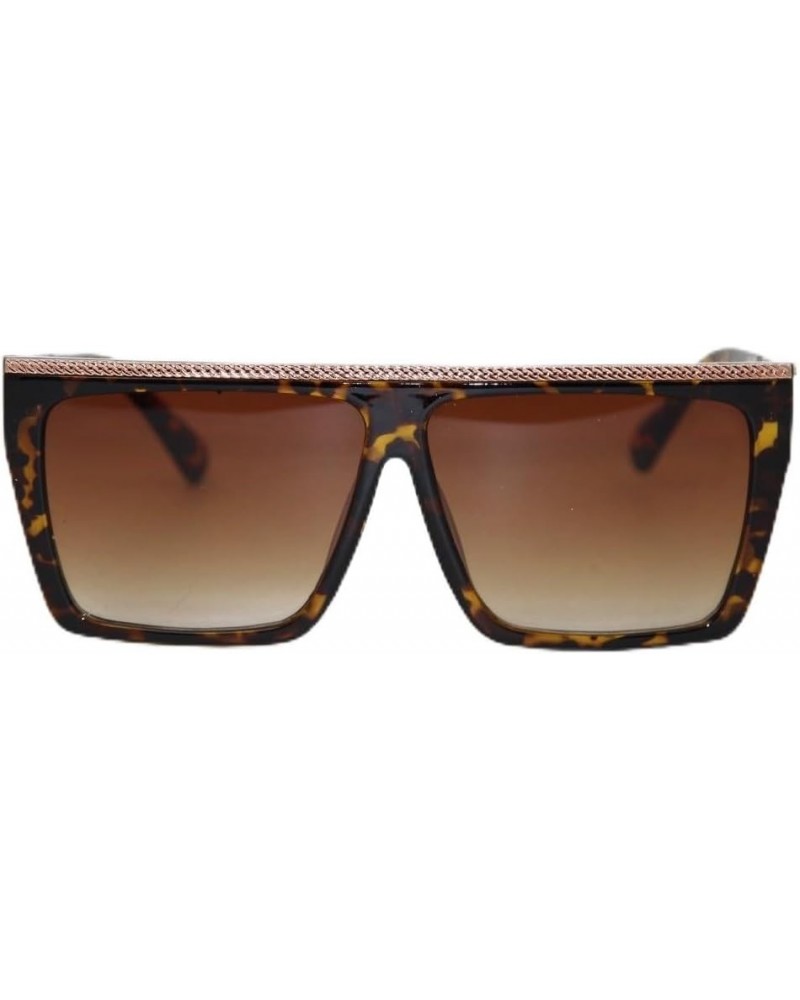 Women's Square Sunglasses with Gold Trim and UV Protection, Brown and Black Brown $6.97 Square