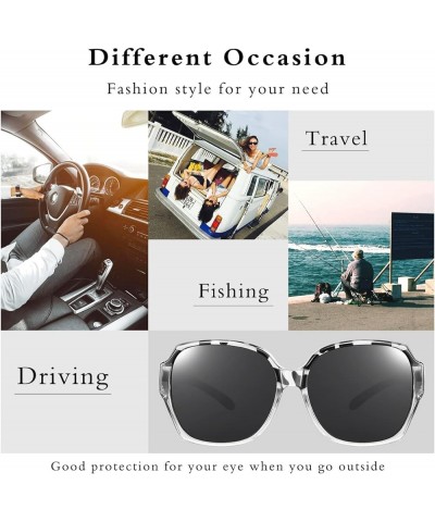 Square Oversized Polarized Fit Over Sunglasses Over Glasses with Lightweight Large Frame for Woman Man F02-grey Leopard-15 Bl...