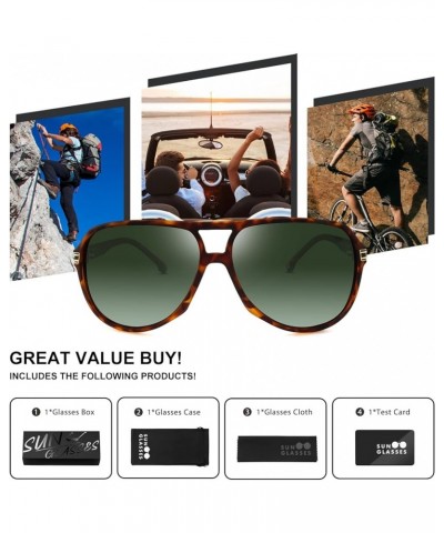 Polarized Aviator Sunglasses for Men Women,Double Bridge Square Sport Sun Glasses Pilot Shades UV Protection Demi Brown/Gradi...