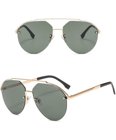 Womens Classic Sunglasses Oversized Semi Rimless Sunglasses for Men Dark Green $13.19 Rimless