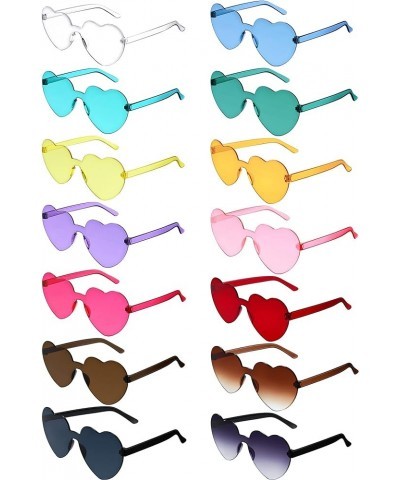 42 Pairs Heart Shaped Sunglasses Bulk Candy Color Rimless Transparent Frameless Glasses for Women Summer Party Favor 14 Color...