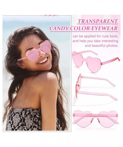 42 Pairs Heart Shaped Sunglasses Bulk Candy Color Rimless Transparent Frameless Glasses for Women Summer Party Favor 14 Color...