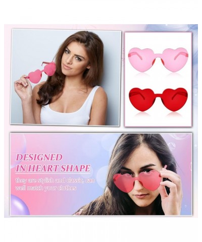 42 Pairs Heart Shaped Sunglasses Bulk Candy Color Rimless Transparent Frameless Glasses for Women Summer Party Favor 14 Color...