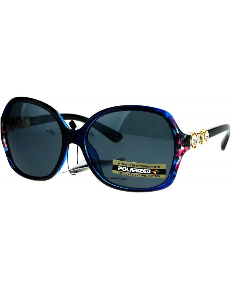 Womens Polarized Lens Sunglasses Rhinestone Designer Style Eyewear UV 400 Blue Pink $9.85 Square