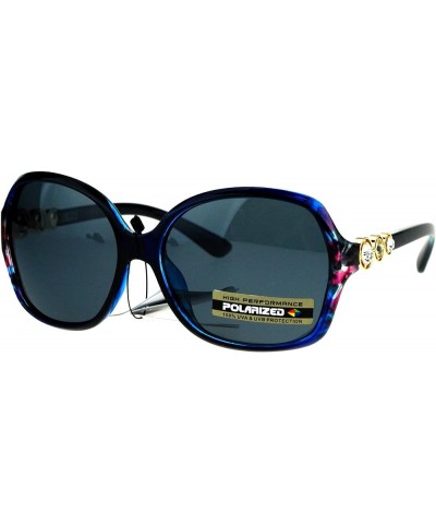 Womens Polarized Lens Sunglasses Rhinestone Designer Style Eyewear UV 400 Blue Pink $9.85 Square