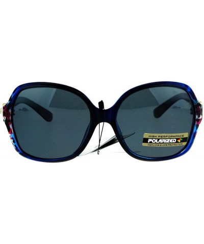 Womens Polarized Lens Sunglasses Rhinestone Designer Style Eyewear UV 400 Blue Pink $9.85 Square