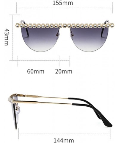 Unique Half Round Diamond Sunglasses For Women Cute Rimless Rhinestone Sun Glasses Ladies Trendy Party Eyewear Gray $9.14 Rim...