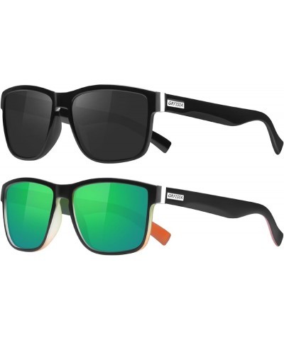 Vintage Polarized Sunglasses for Men and Women Driving Sun glasses 100% UV Protection 2pack Black+green $9.68 Square