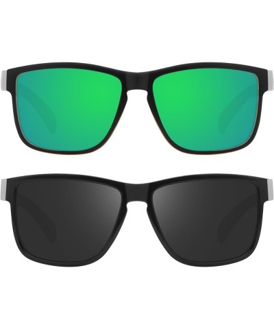 Vintage Polarized Sunglasses for Men and Women Driving Sun glasses 100% UV Protection 2pack Black+green $9.68 Square