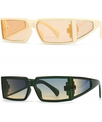 2pcs Vintage Punk 90s Rimless Sunglasses Fashion Square Y2K Party Glasses 2pcs Yellow&green $14.95 Rimless