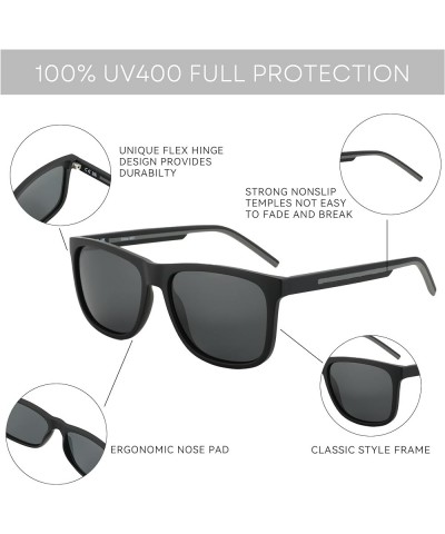 Men's Polarized Sunglasses - Lightweight TR90 Frame Square Mens Sunglasses UV400 Protection C05 Black Frame Grey Lens $13.33 ...