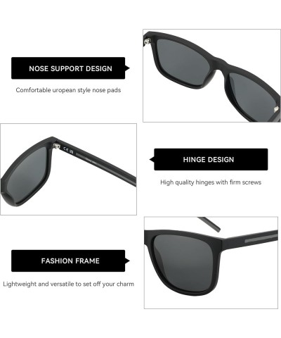 Men's Polarized Sunglasses - Lightweight TR90 Frame Square Mens Sunglasses UV400 Protection C05 Black Frame Grey Lens $13.33 ...