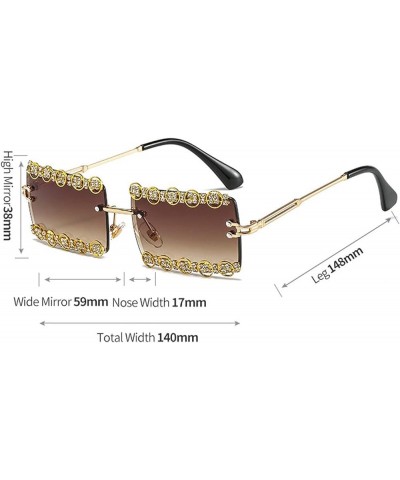 Rimless Rectangle Sunglasses for Women/Men with Diamonds Cut Edge Square Sun Glasses Fashion Retro Metal Frame Eyeglasses Tra...