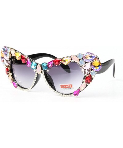 Oversized Cat Eye Crystal Sunglasses Women Bling Rhinestone Sun glasses for Woman Luxury Fashion Colorful Crystal Shades Big&...