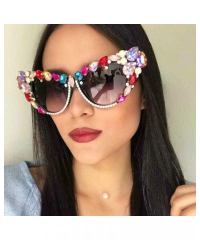 Oversized Cat Eye Crystal Sunglasses Women Bling Rhinestone Sun glasses for Woman Luxury Fashion Colorful Crystal Shades Big&...