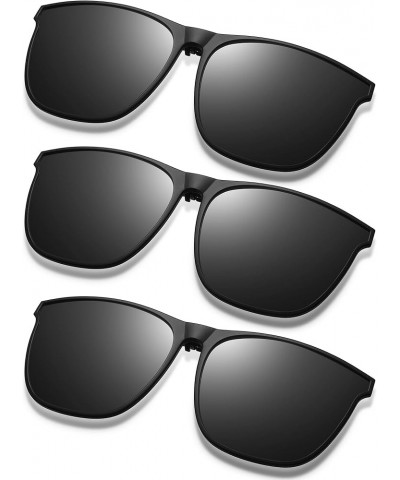 3 Pair Oversize Polarized Clip-on Sunglasses Large Anti-glare TR90 Frame Flip up Driving Glasses for Women Men Black Gray $8....