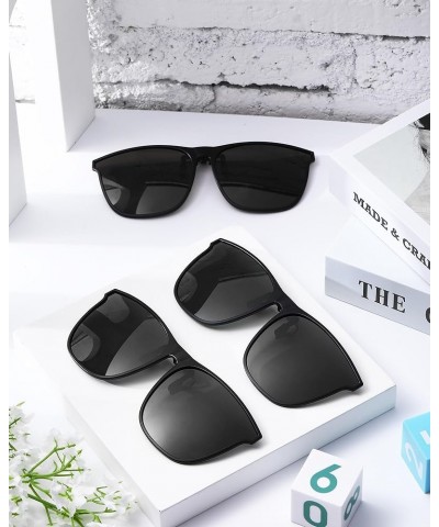 3 Pair Oversize Polarized Clip-on Sunglasses Large Anti-glare TR90 Frame Flip up Driving Glasses for Women Men Black Gray $8....