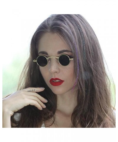 Fashion Vintage Diamond round punk Sunglasses Women Small Frame Crystal Sun Glasses Colorful Rhinestone Shades 2pcs-blackbrow...