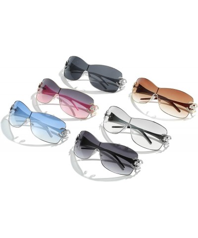 Wrap Around Sunglasses for Women Oversized Shades Y2k Sunglasses Gradient Lens Womens Eyewear Silver $10.91 Round