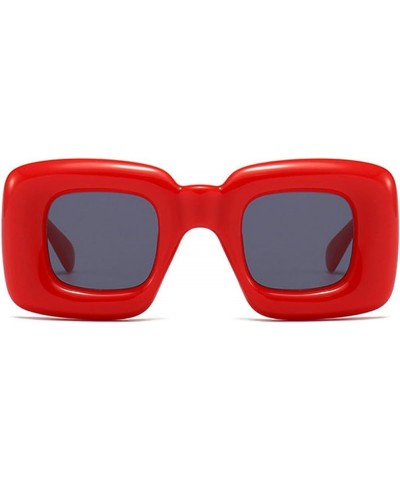 Y2K Candy Color Women Futuristic Sunglasses Fashionr Unique Thick Frame Men Punk Trending Sun Glasses Red $10.27 Designer