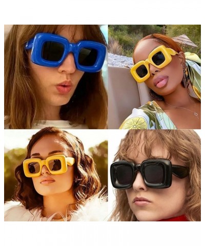 Y2K Candy Color Women Futuristic Sunglasses Fashionr Unique Thick Frame Men Punk Trending Sun Glasses Red $10.27 Designer