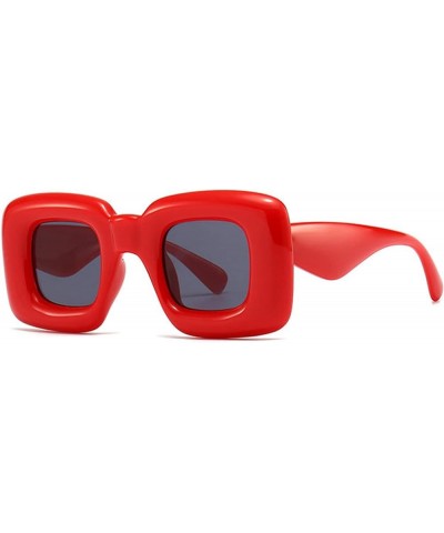 Y2K Candy Color Women Futuristic Sunglasses Fashionr Unique Thick Frame Men Punk Trending Sun Glasses Red $10.27 Designer