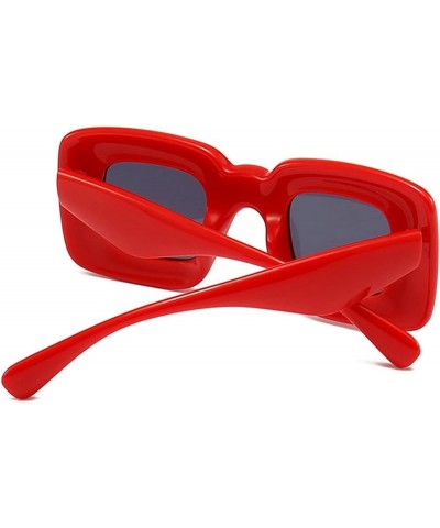 Y2K Candy Color Women Futuristic Sunglasses Fashionr Unique Thick Frame Men Punk Trending Sun Glasses Red $10.27 Designer