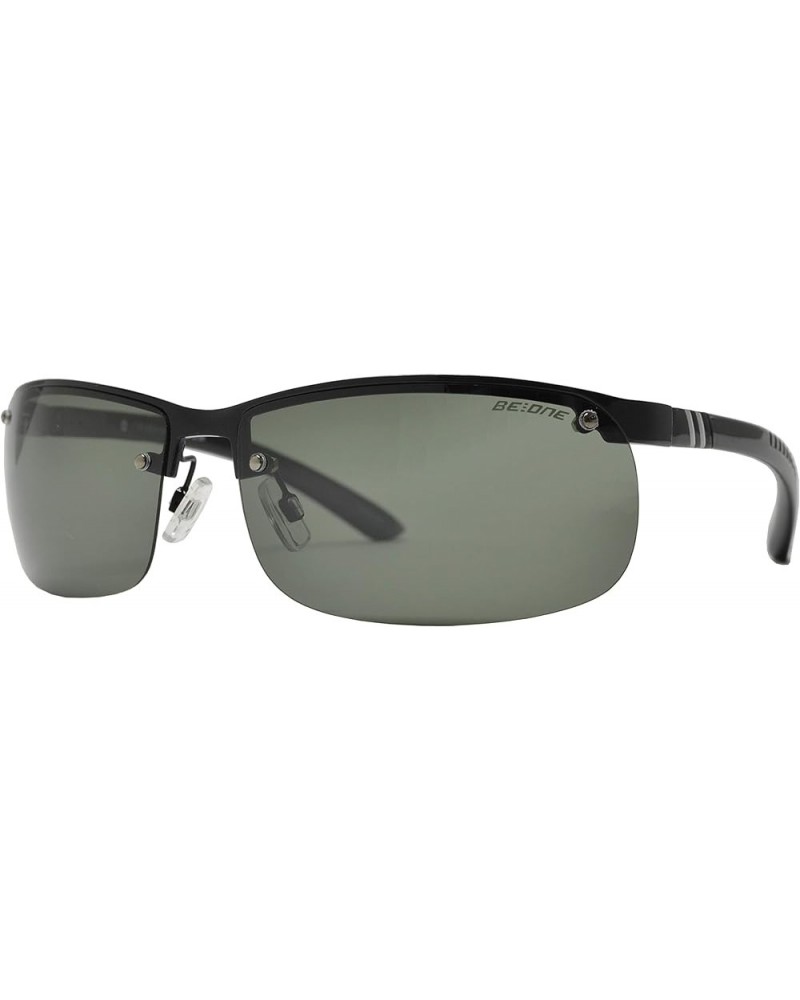 Polarized Oversized Semi Rimless Sports Sunglasses with Spring Hinge for Men Black + Polarized G15 Green $10.00 Sport