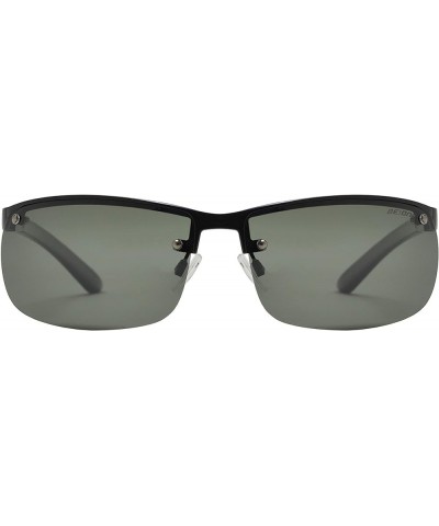 Polarized Oversized Semi Rimless Sports Sunglasses with Spring Hinge for Men Black + Polarized G15 Green $10.00 Sport