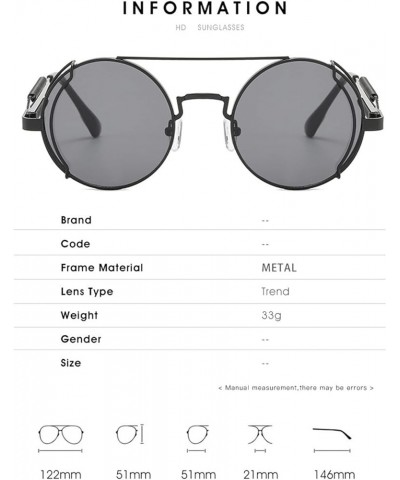 Round Punk Men's Metal Retro Outdoor Vacation Decoration Sunglasses (Color : G, Size : 1) 1 H $18.42 Designer