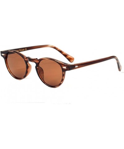 Men Retro Round Vntage UV400 Sunglasses Women Oval Glasses Eyewear (Leopard Brown, 4.5) $9.87 Oval