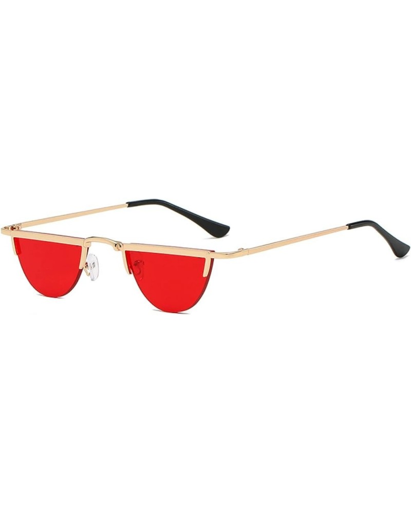 Unique Semi-Round Sunglasses Women Fashion Rimless Clear Ocean Lens Shades UV400 Men Blue Yellow Hip Hop Sun Glasses Red $9.6...