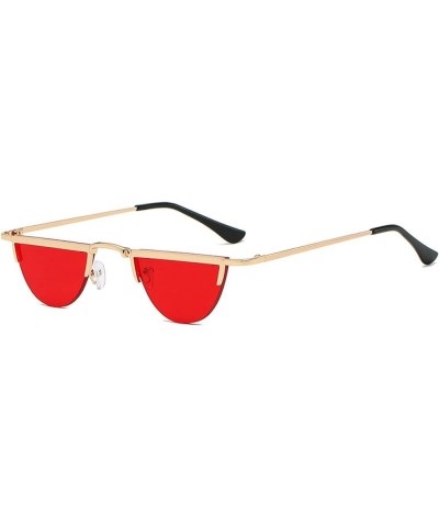 Unique Semi-Round Sunglasses Women Fashion Rimless Clear Ocean Lens Shades UV400 Men Blue Yellow Hip Hop Sun Glasses Red $9.6...