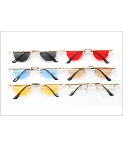 Unique Semi-Round Sunglasses Women Fashion Rimless Clear Ocean Lens Shades UV400 Men Blue Yellow Hip Hop Sun Glasses Red $9.6...