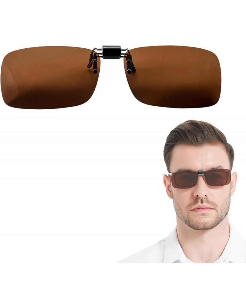 Polarized Flip-up Clip-on Sunglasses for Eyeglasses for Men and Women Outdoor/Driving UV400 Yt6-brown $13.49 Square