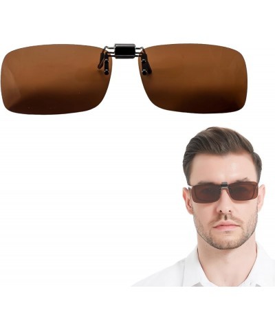 Polarized Flip-up Clip-on Sunglasses for Eyeglasses for Men and Women Outdoor/Driving UV400 Yt6-brown $13.49 Square