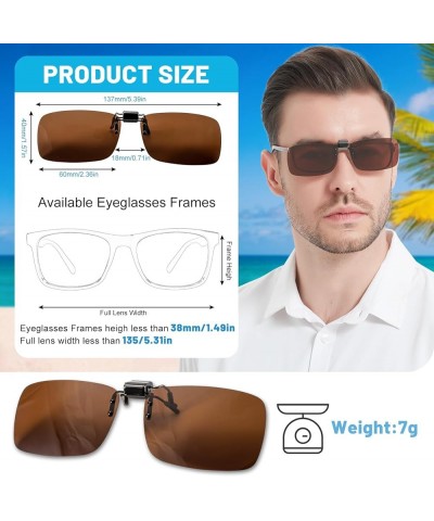 Polarized Flip-up Clip-on Sunglasses for Eyeglasses for Men and Women Outdoor/Driving UV400 Yt6-brown $13.49 Square