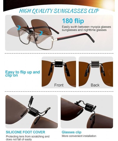 Polarized Flip-up Clip-on Sunglasses for Eyeglasses for Men and Women Outdoor/Driving UV400 Yt6-brown $13.49 Square